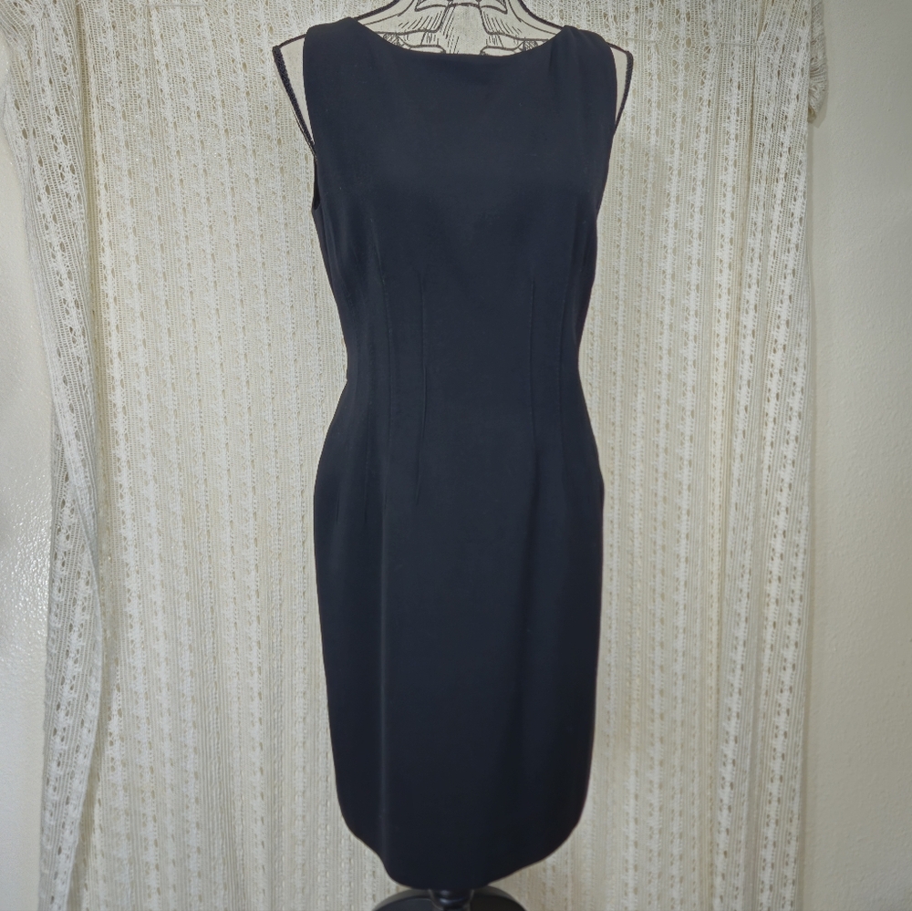 Moschino Couture! Black Sleeveless Sheath Mini Dress Vintage Size 12